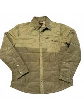Brixton Cass Jacket Mens Large Olive Green Corduroy Quilted Snap Front Jacket